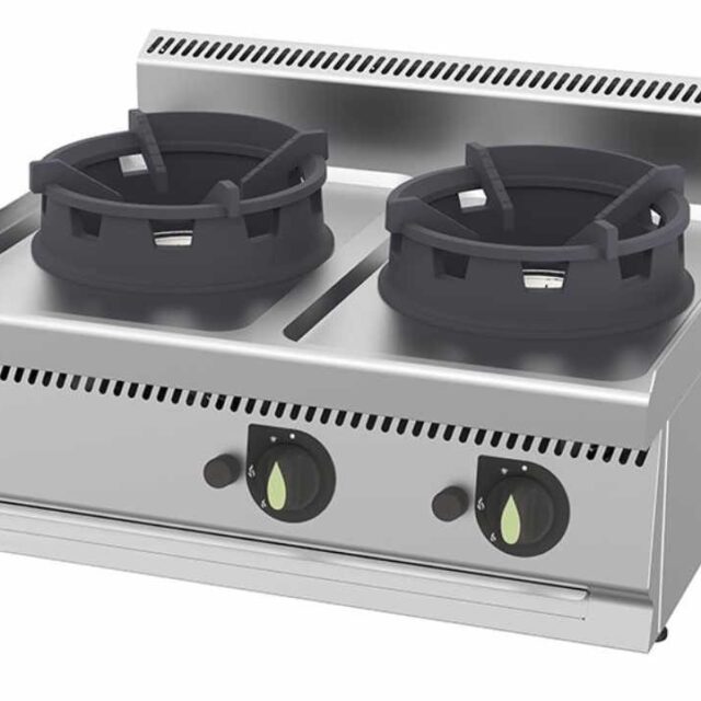 Wok gazowy 2-palnikowy, nastawna kuchnia wok, linia 700, 21 kW