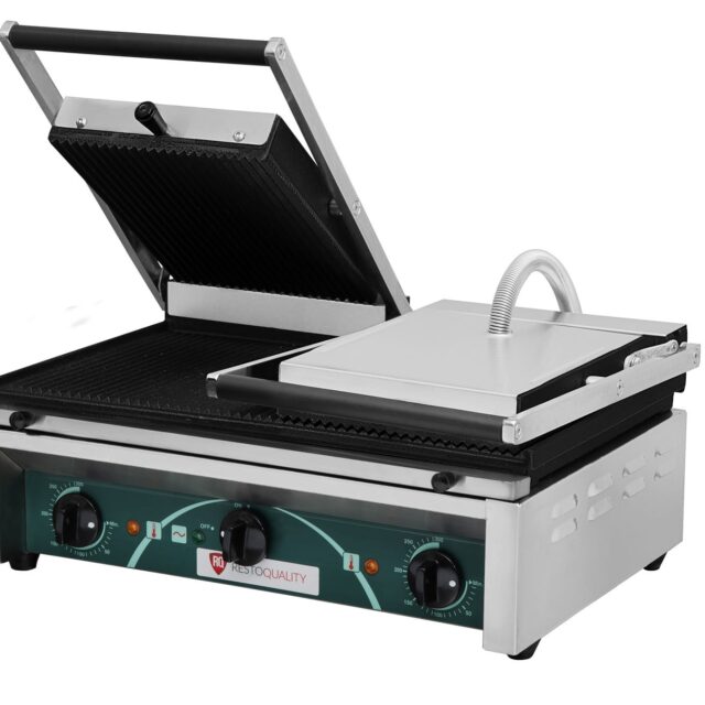 Grill elektryczny kontaktowy panini podwójny RN103-A, płyty ryflowane