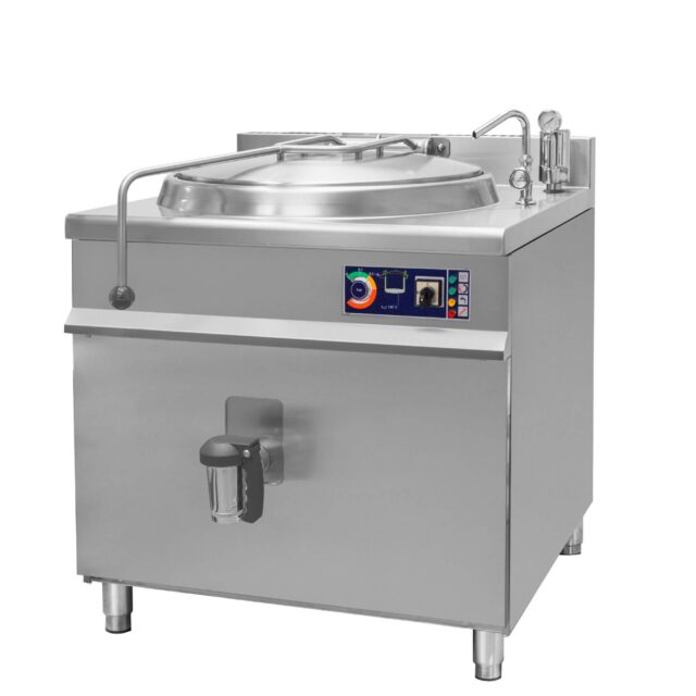 Kocioł warzelny elektryczny z grzaniem pośrednim, opcja mieszadła, 24 kW, 400V, 150 l, 900x900x900 mm