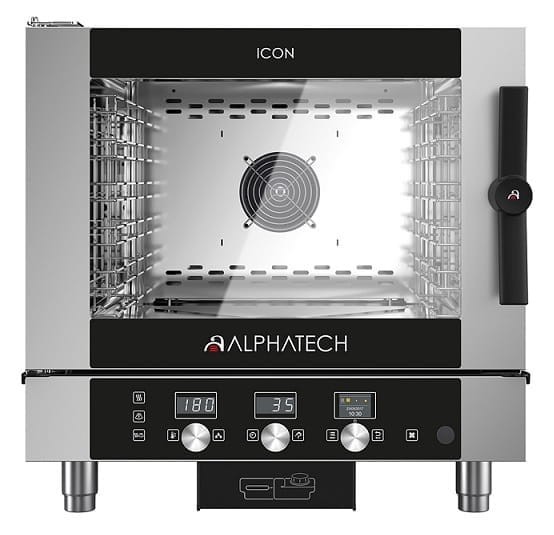 Piec konwekcyjno-parowy ICET051E, automatyczny system myjący, przystosowanie pod podłączenie okapu, 5x GN 1/1, 5x 600x400, Alphatech by Lainox, sterowanie elektroniczne