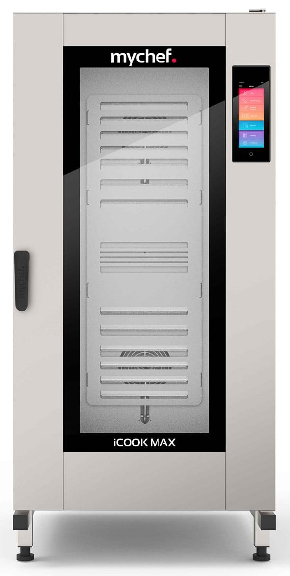 Piec konwekcyjno-parowy gazowy, z wózkiem, automatyczny system myjący, 20xGN2/1, 40 kW, 230 V, Mychef iCook MAX 202G