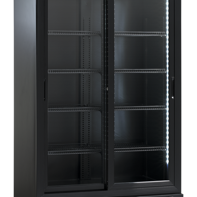 Szafa chłodnicza przeszklona SD802BSLE, 2-drzwiowa, drzwi przesuwne, 690 l (RQ801SL)