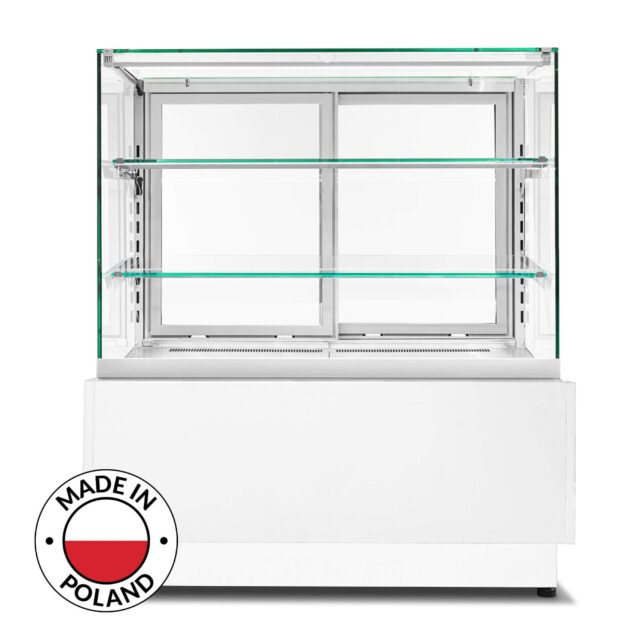 Witryna cukiernicza chłodnicza Dolce Visione Premium Breve 900, wnętrze ze stali nierdzewnej, wersja obniżona, 900x670x1110+/-10 mm