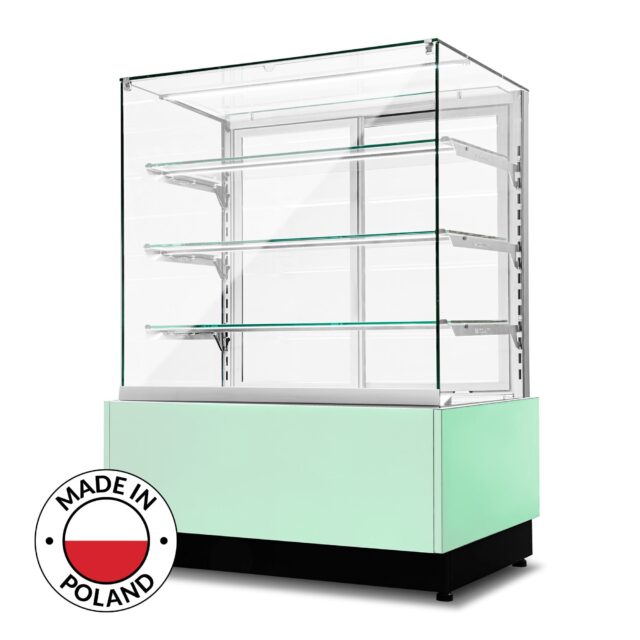 Witryna cukiernicza neutralna Dolce Visione Neutro Premium 1300, wnętrze ze stali nierdzewnej, 1300x670x1300 mm