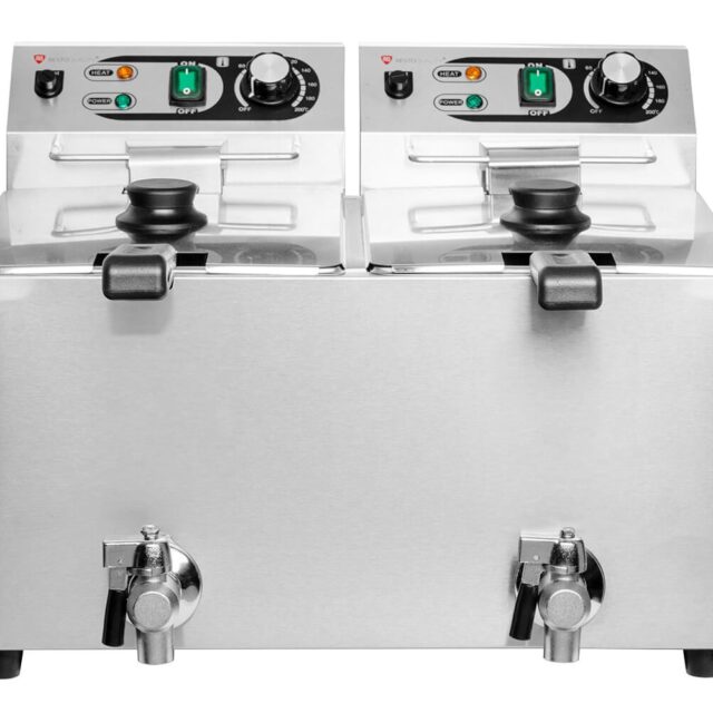Frytownica elektryczna RQF8LV2, podwójna, z kranem spustowym, 2x 8 l, 2x 3 kW