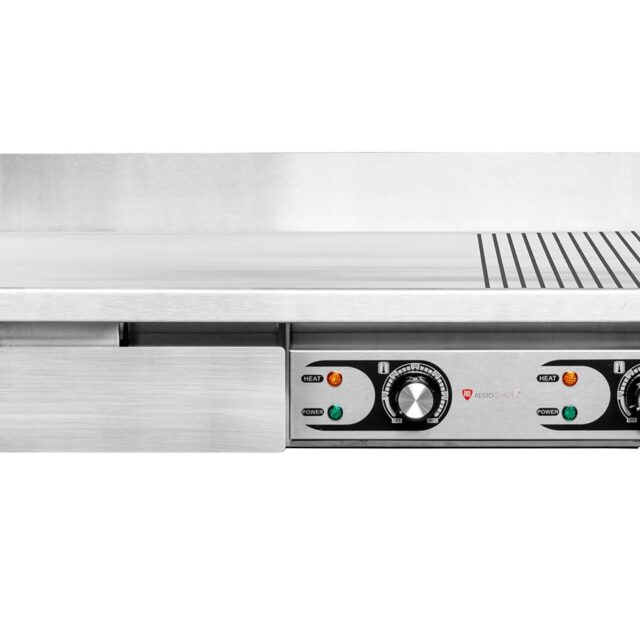 Płyta grillowa elektryczna, 2/3 gładka 1/3 ryflowana, nastawna, 2,2 + 2,2 kW, 730x440x250 mm