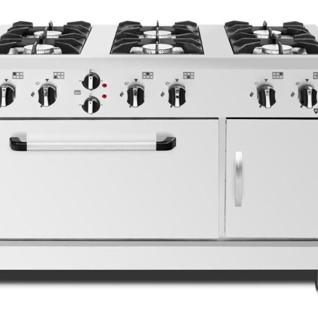 Kuchnia gazowa z piekarnikiem elektrycznym, 6-palnikowa, 37,4 kW, 1200x700x830 mm