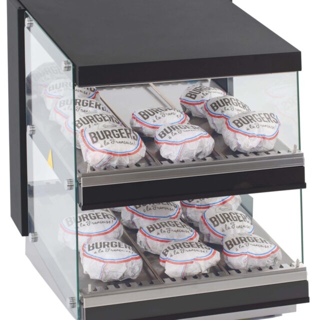 Podgrzewacz do burgerów, witryna grzewcza, dwie półki, 0,98 kW, 550x707x691 mm
