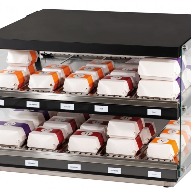 Podgrzewacz do burgerów, witryna grzewcza, dwie półki, 1,16 kW, 953x700x691 mm