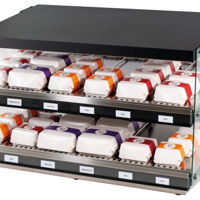 Podgrzewacz do burgerów, witryna grzewcza, dwie półki, 1,86 kW, 1106x700x691 mm