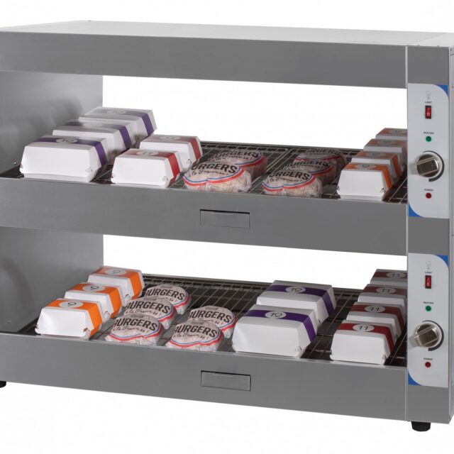 Podgrzewacz do burgerów, witryna grzewcza, dwie półki, 2 kW, 1200x600x900 mm