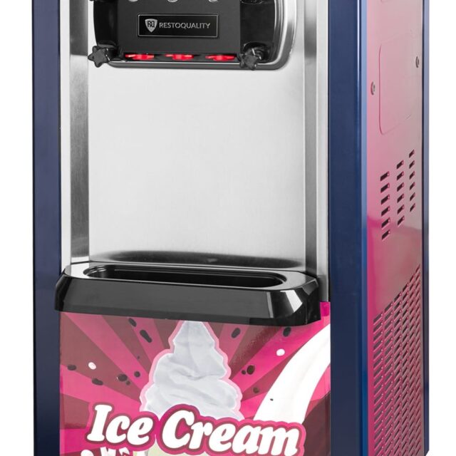 Maszyna do lodów włoskich, automat do lodów soft, 2 smaki + mix, różowa, 2x6l