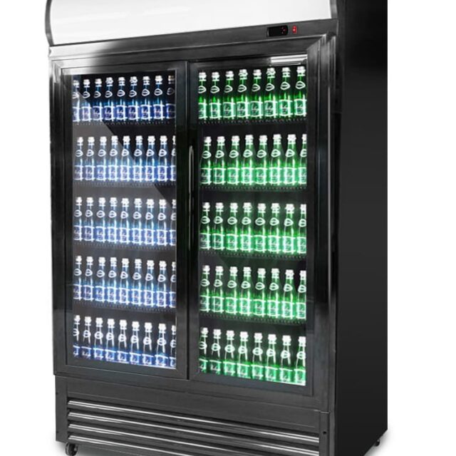 Szafa chłodnicza przeszklona RQ1300SL, 2-drzwiowa, drzwi przesuwne, 880 l, 1295x695x1990 mm
