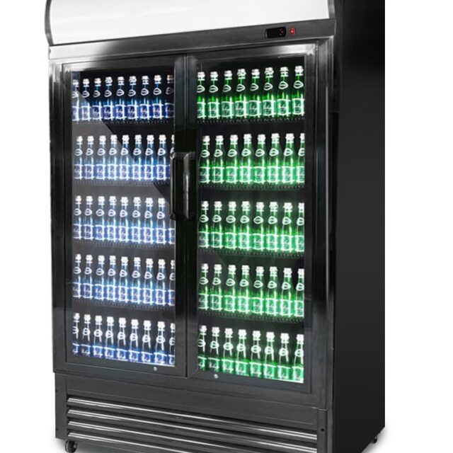 Szafa chłodnicza przeszklona RQ1300H, 2-drzwiowa, drzwi skrzydłowe, 880 l, 1295x695x1990 mm