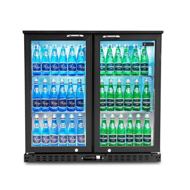 Barowa szafa chłodnicza, chłodziarka podblatowa RQ-208HC, 2-drzwiowa, drzwi skrzydłowe, 205l