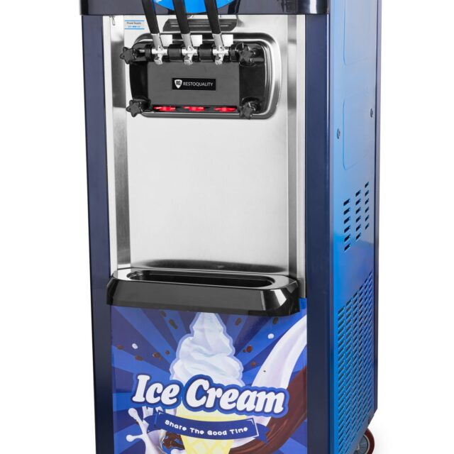 Maszyna do lodów włoskich, automat do lodów soft, nocne chłodzenie, 2 smaki + mix, niebieska, 2x6l