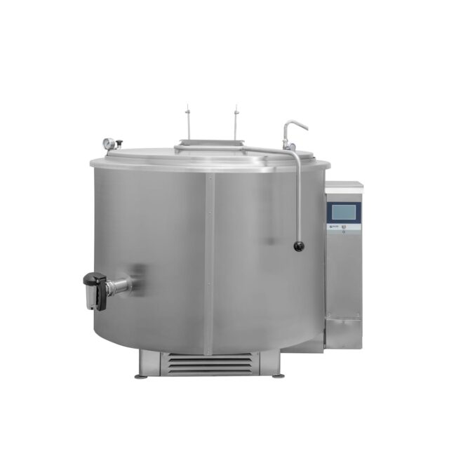 Kocioł warzelny gazowy z grzaniem pośrednim, opcja mieszadła, ekran dotykowy, 48 kW, 400 l, 1320x1330x1070 mm