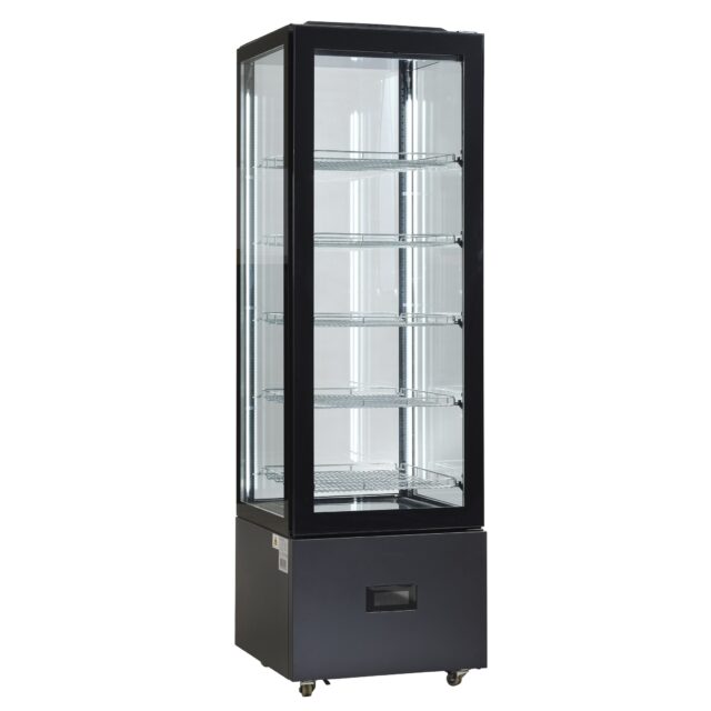 Witryna chłodnicza, cukiernicza, panoramiczna, LED, czarna, 250 l