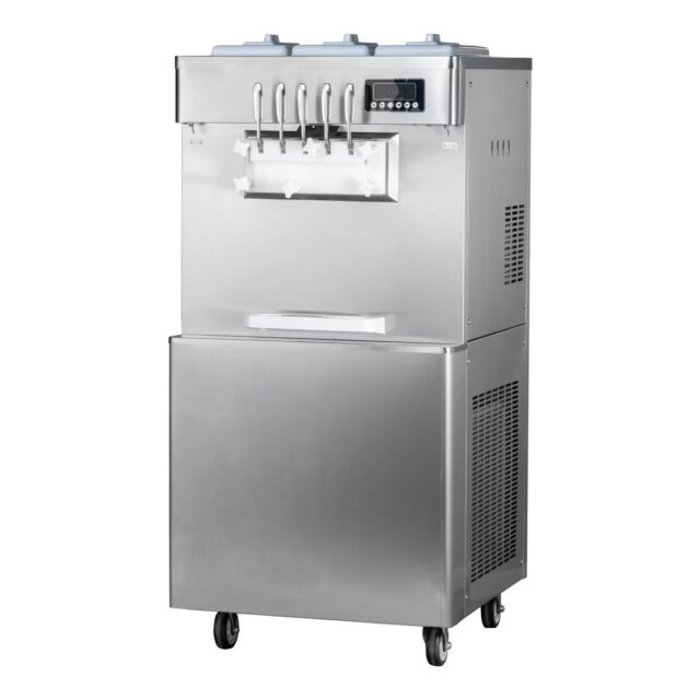 Maszyna do lodów włoskich RQMB33, 3 smaki + 2 mix, automat do lodów, nocne chłodzenie, pompa napowietrzająca, 3x7 l
