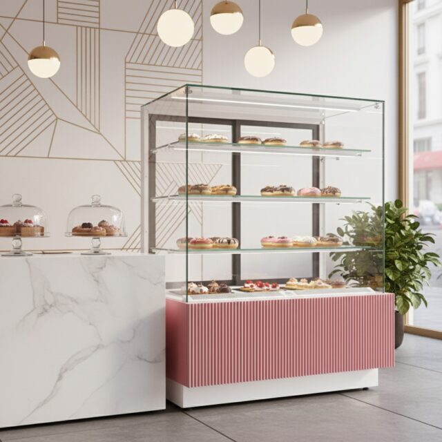 Witryna cukiernicza chłodnicza Dolce Visione Basic 900 BIANCO, 900x670x1300 mm, białe wnętrze