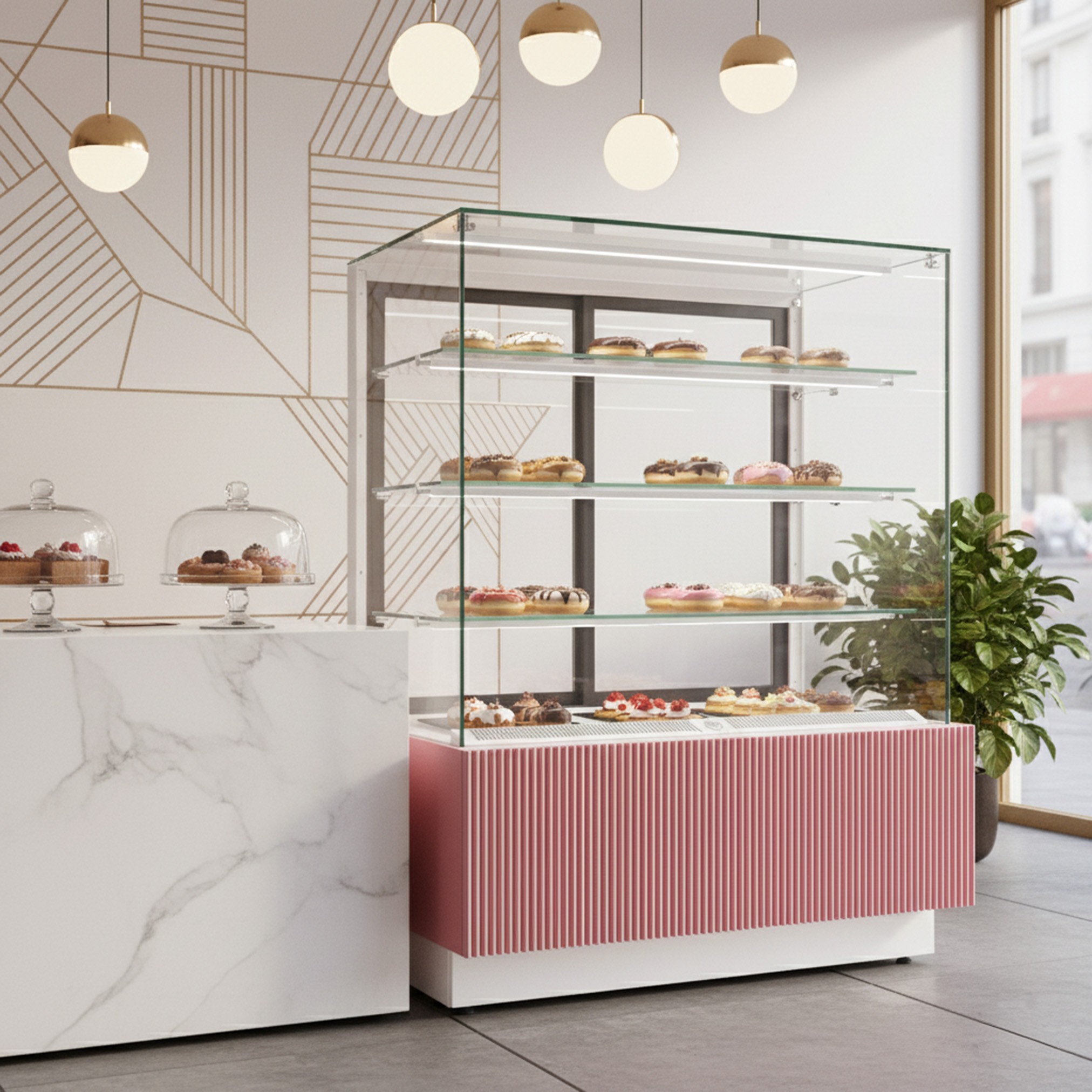 Witryna cukiernicza chłodnicza Dolce Visione Basic 900 BIANCO, 900x670x1300 mm, białe wnętrze