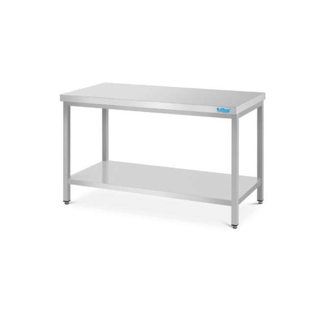 Stół do pracy z półką - głębokość 600 mm, 1500x600x850 mm, stół z blatem bez rantu tylnego (A)