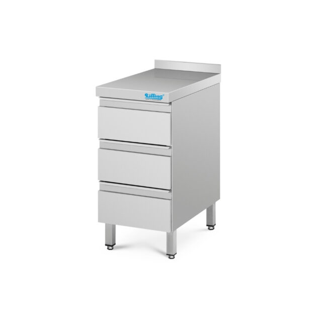 Blok 3 szuflad - głębokość 600 mm, 400x600x850 mm, szafka z blatem z rantem tylnym