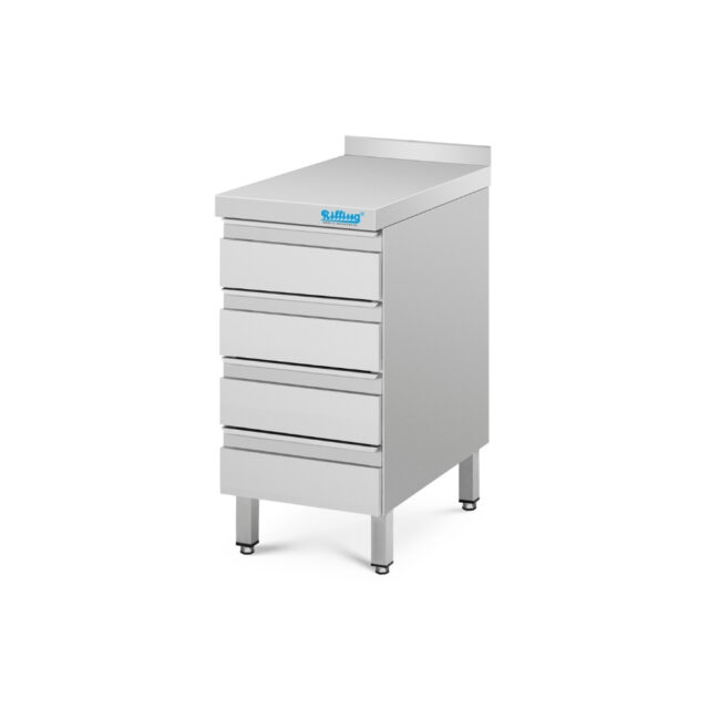Blok 4 szuflad - głębokość 600 mm, 400x600x850 mm, szafka z blatem z rantem tylnym