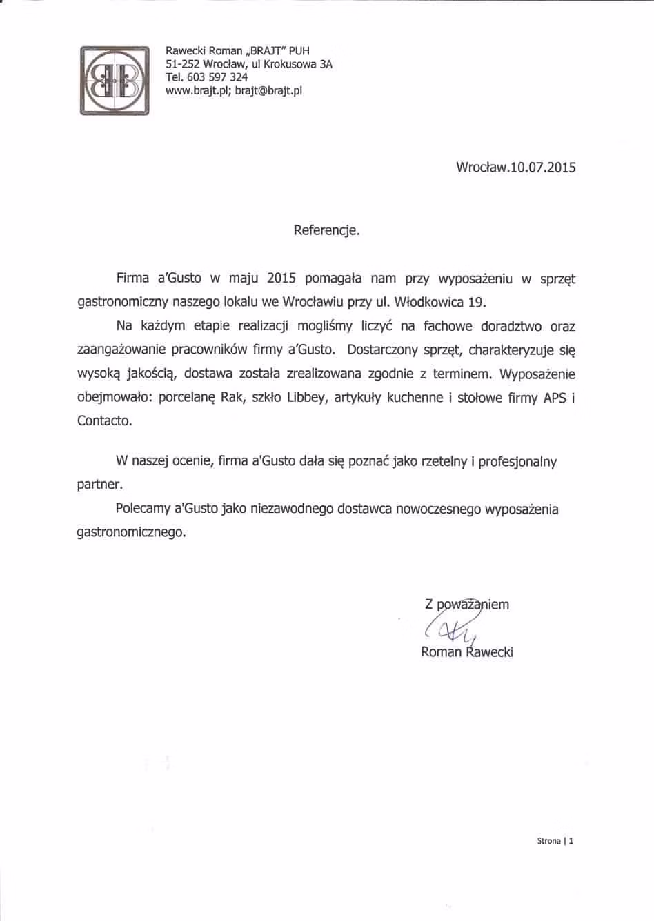 Referencja: brajt