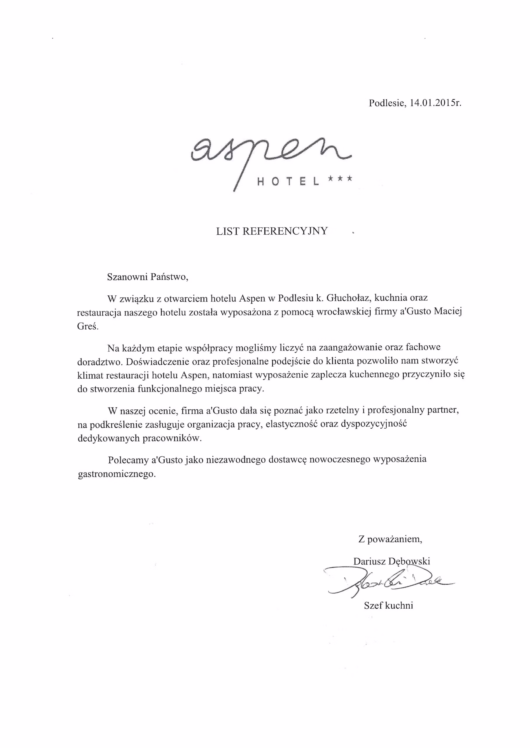 Referencja: hotel aspen