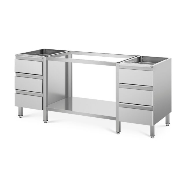 Stół do pracy z półką i blokami szuflad - głębokość 700 mm, 1800x700x850 mm, stół bez blatu