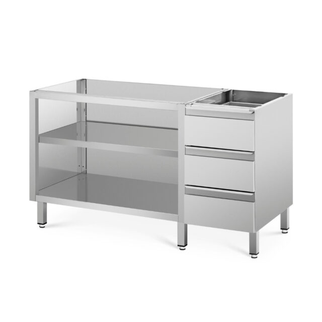 Szafka do pracy otwarta z blokiem szuflad - głębokość 700 mm, 1800x700x850 mm, szafka bez blatu