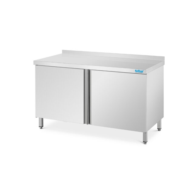 Szafka do pracy z drzwiami skrzydłowymi - głębokość 600 mm, 600x600x850 mm, szafka z blatem z rantem tylnym (C)